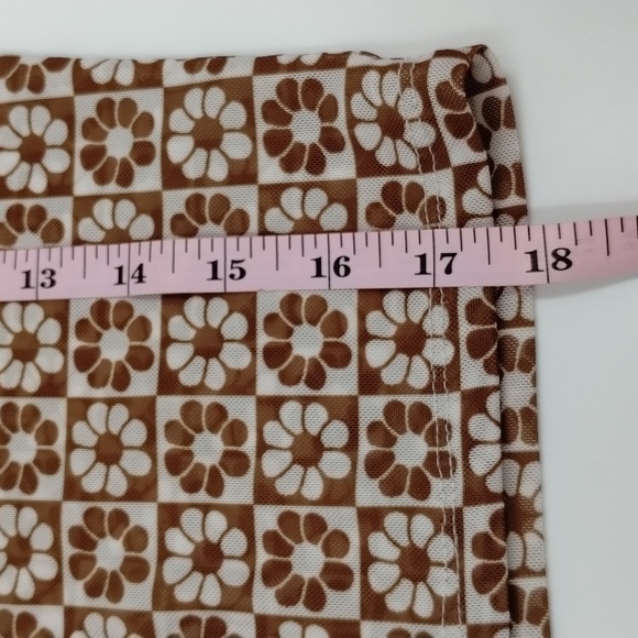 Rue21 brown white floral print mesh long sleeve crop top button down sheer - Picture 7 of 9